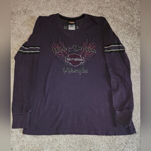 Preowned Harley‎ Davidson purple women's size large long sleeved tee
